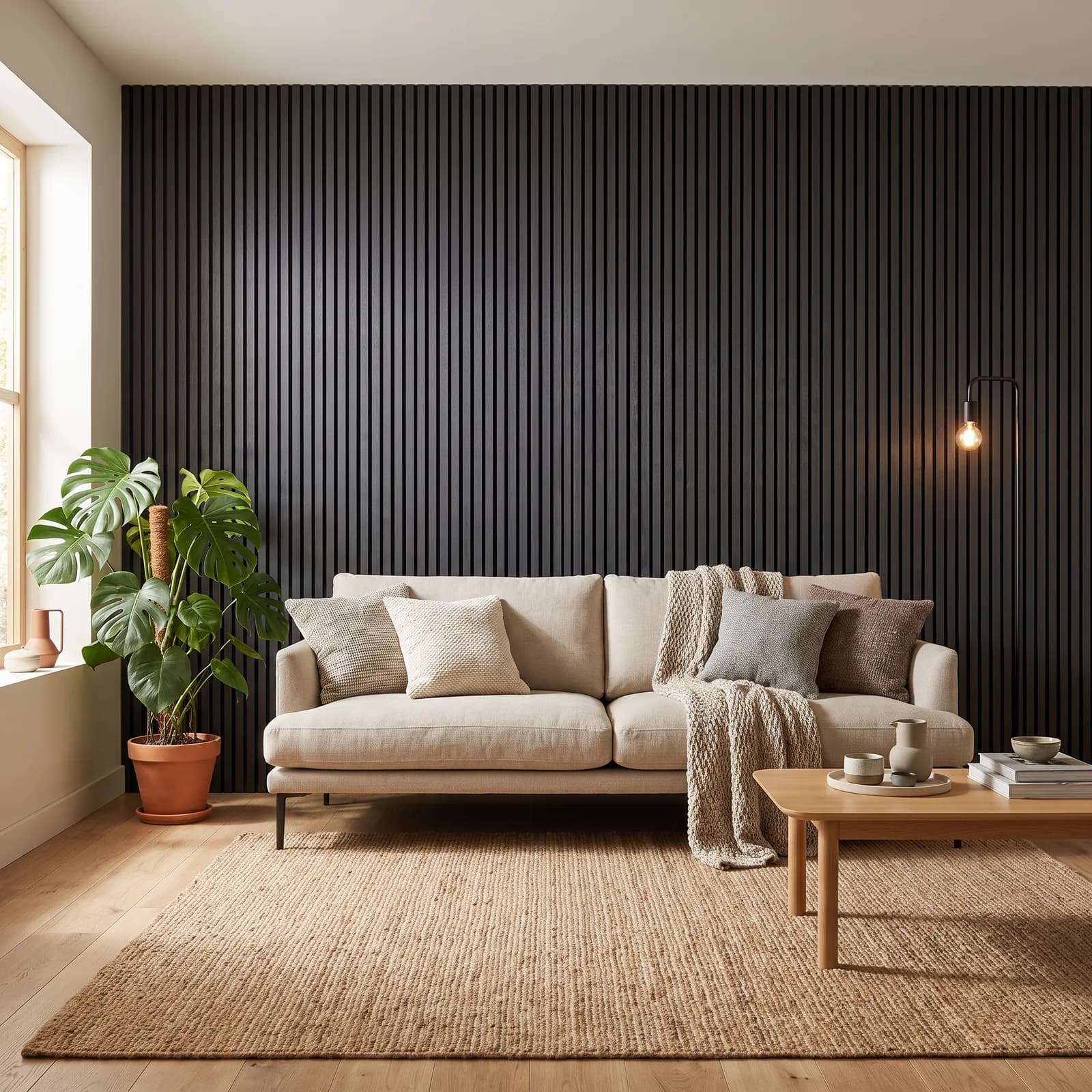 Wandpaneel Black Oak · dunne/dikke latten — Akoestisch wandpaneel